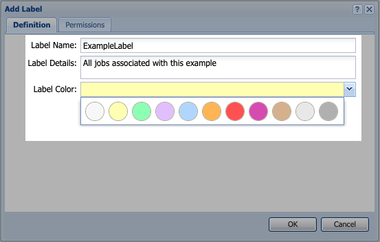 Receptionist Label Color In Label settings on the Definition tab