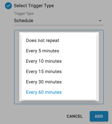 Select a time interval to run the job